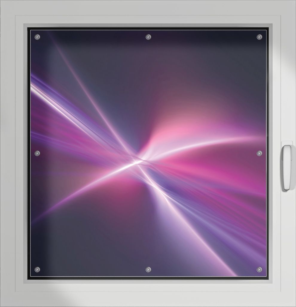 Wallario Lichtschutzbild, Dekorativer Sichtschutz Sonnenschutz 96 x 100 cm mit Motiv: Abstrakte Formen und Linien schwarz lila pink weiß - Verdunk...