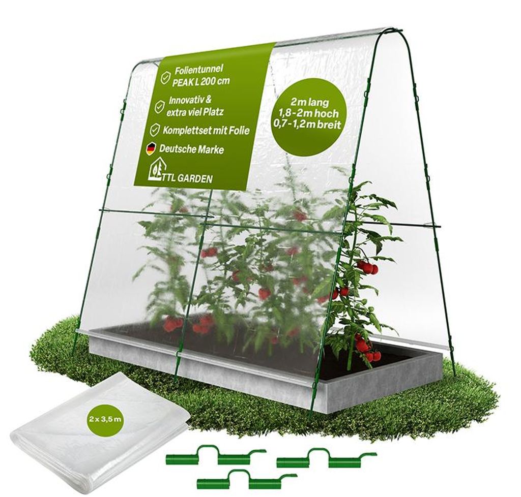 TTL GARDEN Peak L 200 Folientunnel 2m Pflanztunnel 2m hoch Produktbild 