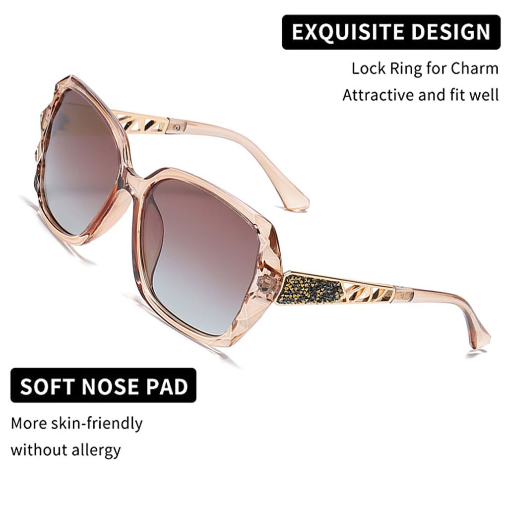 Polarisierte Damen-Sonnenbrille, quadratisch, funkelnd, Produktbild 8