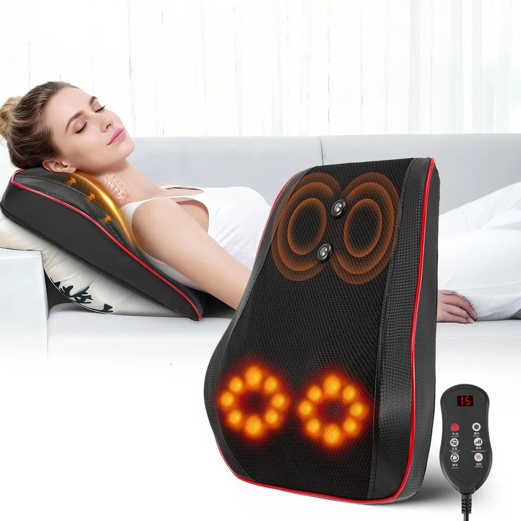 Coussin de massage cervical et dos électrique avec pétrissage 4D Pro