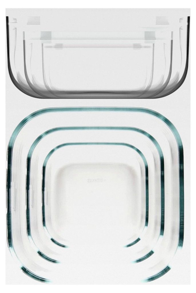 Kitchen Active Design, STORE&MORE GLASS Set von 3 luftdichten Glasbehältern für Kühlschrank, Gefrierschrank und Mikrowelle - Transparent, 19,5x1...