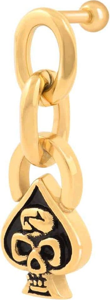 Ohrpiercing Chirurgenstahl Ohrpiercing PIK + TOTENKOPF Gold Stablänge: 6mm