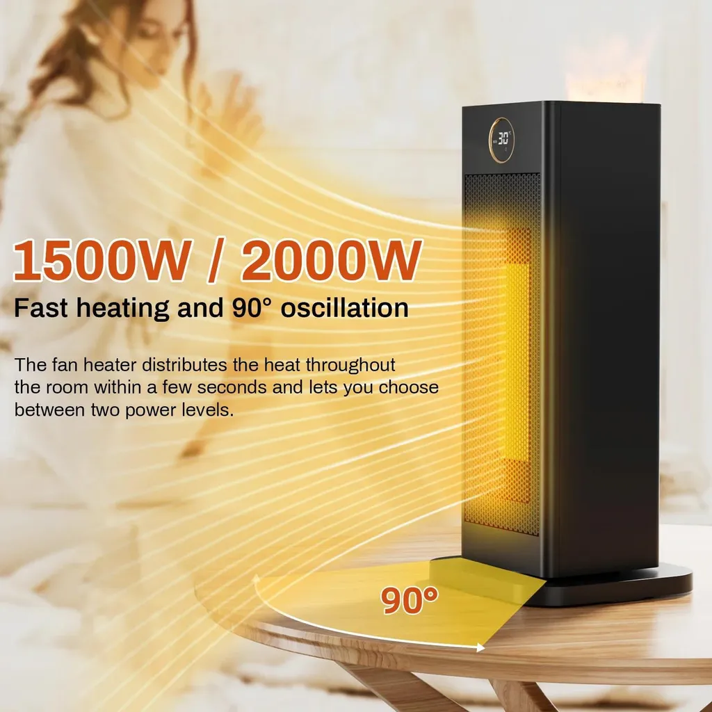 Chauffage d'appoint céramique avec humidificateur d'air et programmateur - 2