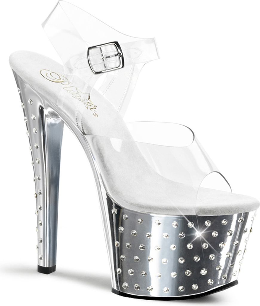STARDUST-708 Damen Sandale von Pleaser, Transparent Silber , EU 40, US 10