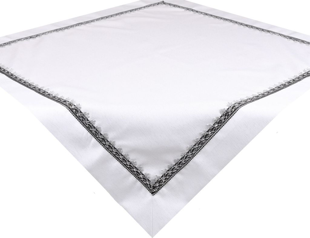 Betz Mitteldecke Tischdecke mit Polyester Spitze Größe 85x85 cm Farbe weiß