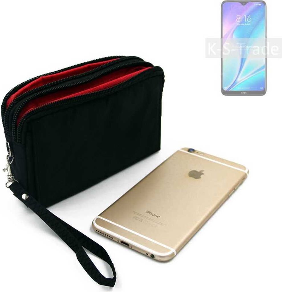 K-S-Trade Schutz Hülle Handy Hülle kompatibel mit Xiaomi Redmi 8A Dual Gürteltasche Travelbag Handytasche mit Zusatzfächern, schwarz