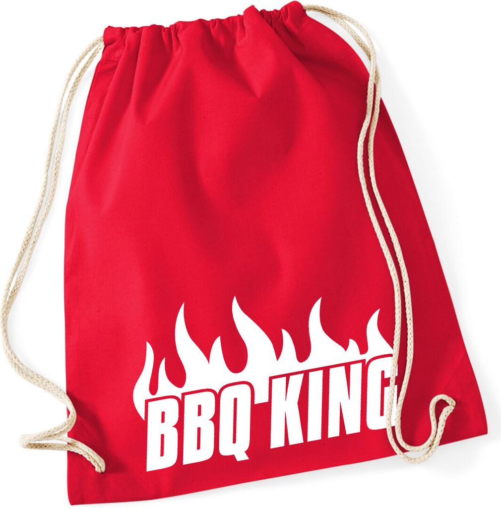 Huuraa Turnbeutel BBQ King Flammen 12 Liter Classic Red Baumwolle Rucksack Geschenkidee