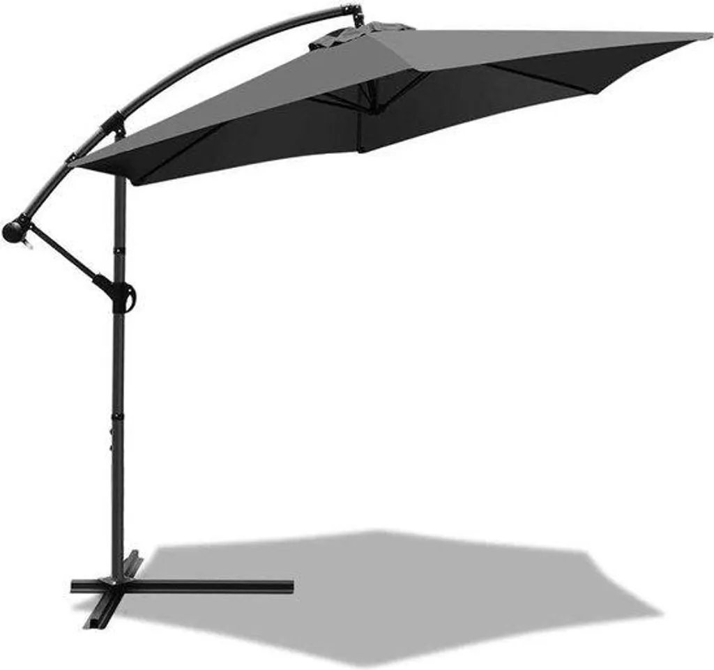Parasol hexagonal pour terrasse ombragée avec mât décalé ajustable