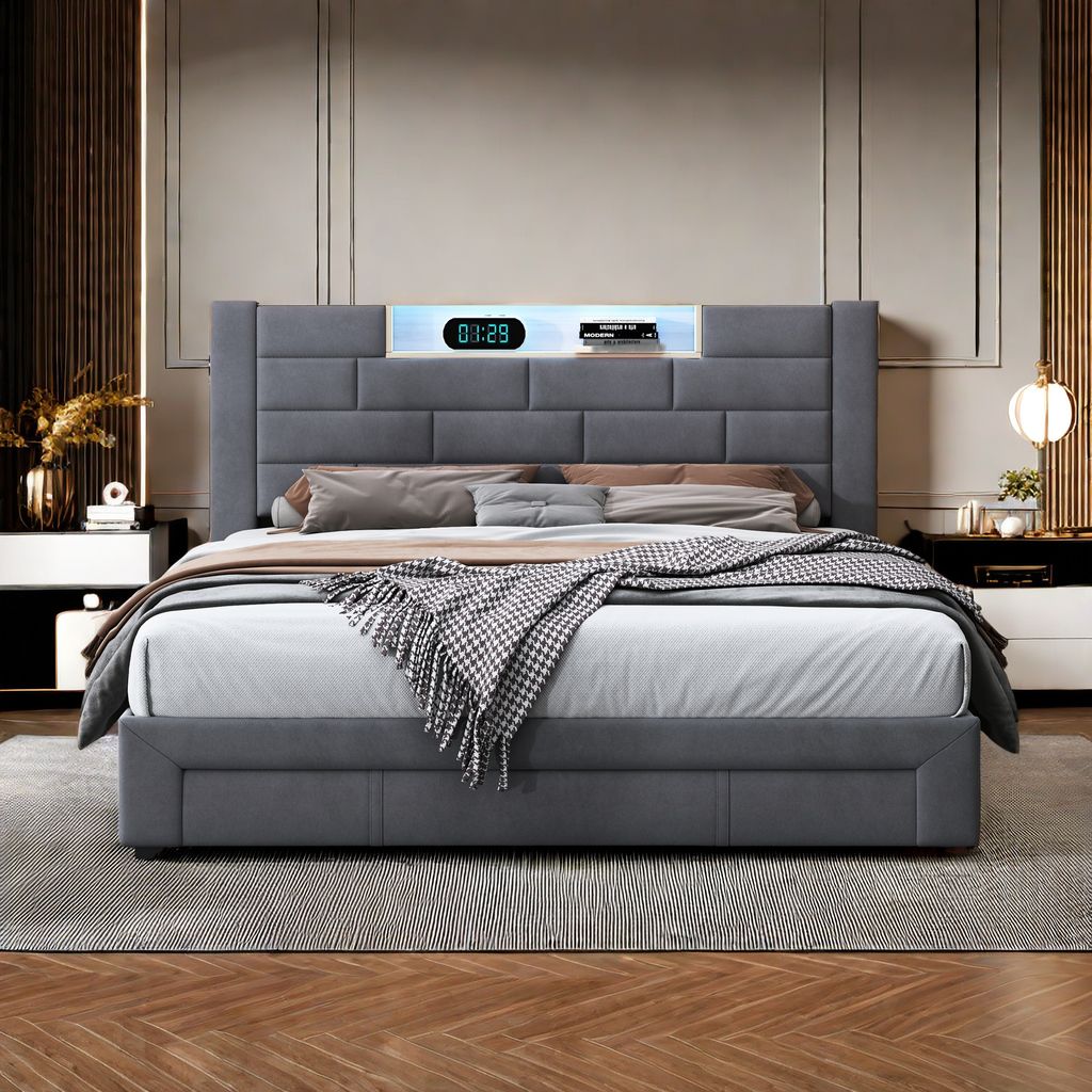 UnboxG Letto imbottito 140 x 200 cm, letto matrimoniale con Immagine del prodotto 