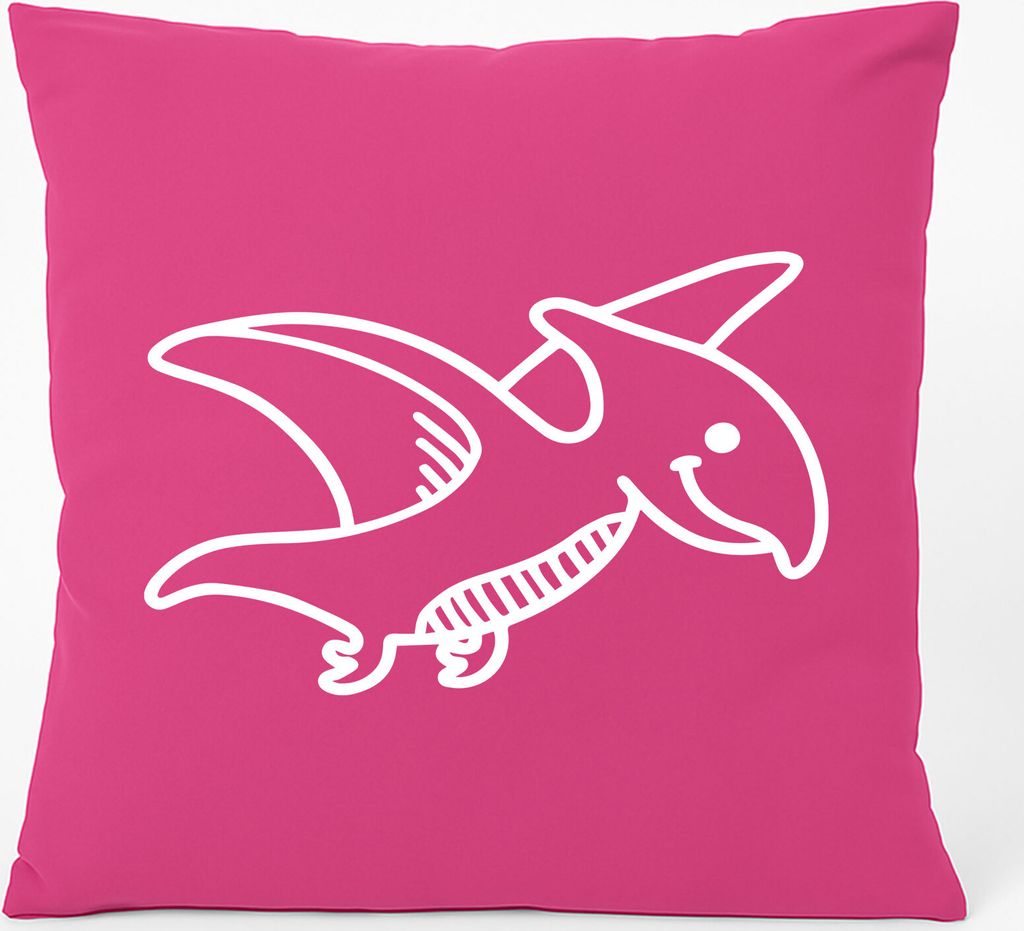 Huuraa Kissen Pteranodon Dinosaurier 40x40cm mit Füllung Fuchsia Baumwolle Dekokissen Geschenkidee