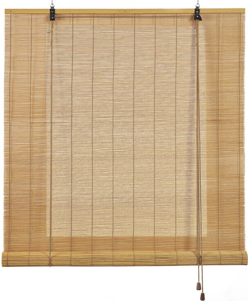 STORESDECO Bambusrollo, Natürliches Bambusrollo, Bambusrollo Für Den Innenbereich | Hellbraun, 90 cm x 175 cm