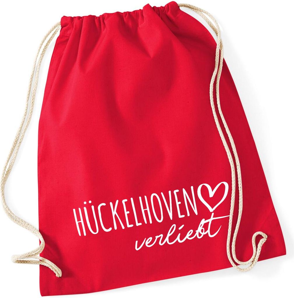 Huuraa Turnbeutel Hückelhoven verliebt 12 Liter Classic Red Baumwolle Rucksack Geschenkidee