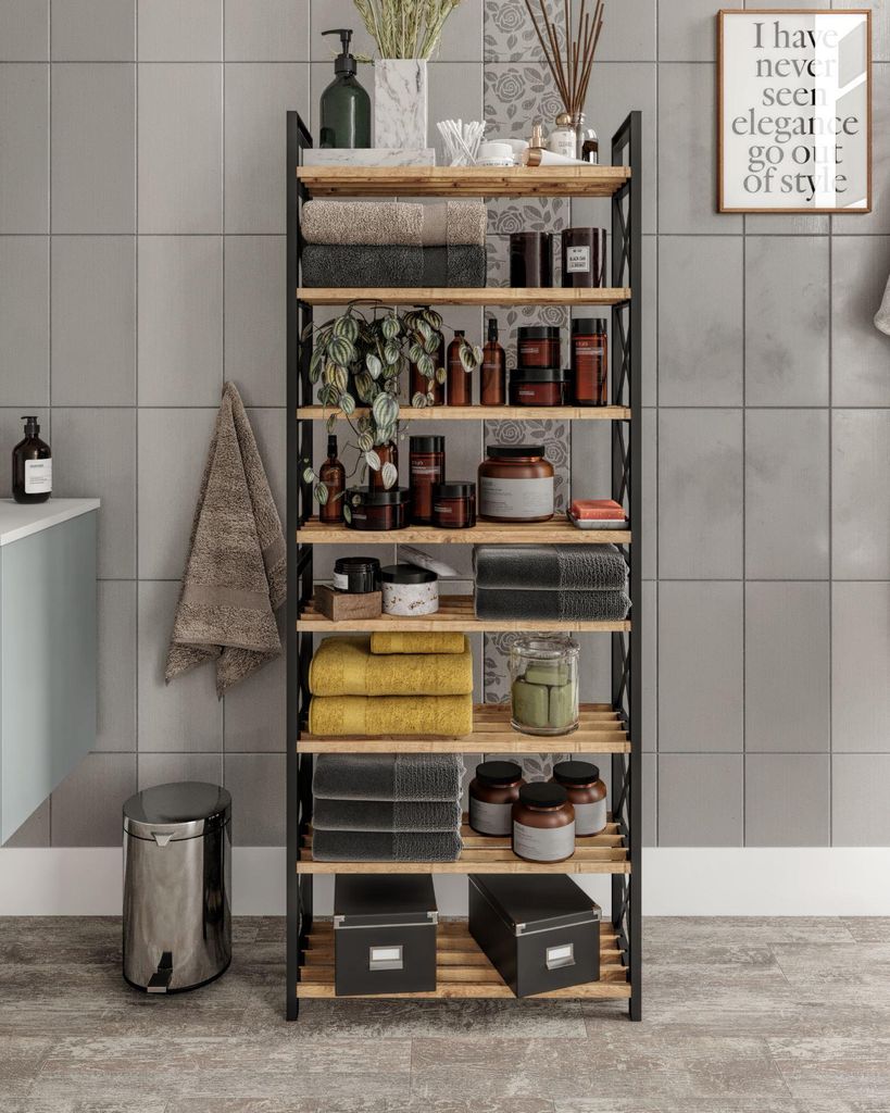 Skye Decor, veelzijdig wandrek van 100% kunststofhout, Productafbeelding 