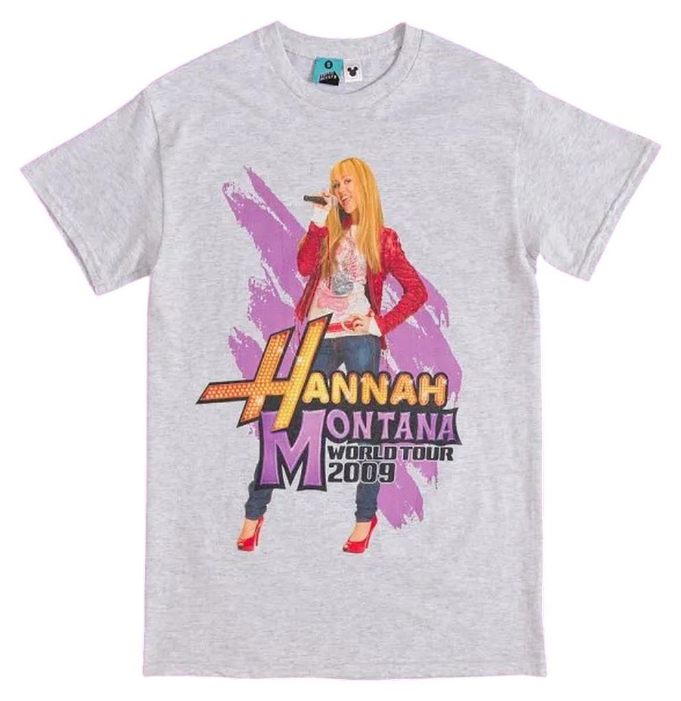 Hannah Montana - "World Tour 2009" T-Shirt für Herren/Damen Uni TT425 (M) (Aschgrau)