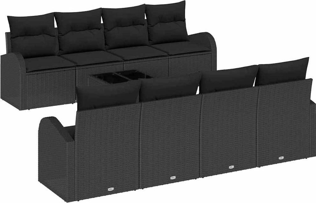 vidaXL Gartensofa-set Schwarz 55 x 55 x 37 cm Poly-Rattan