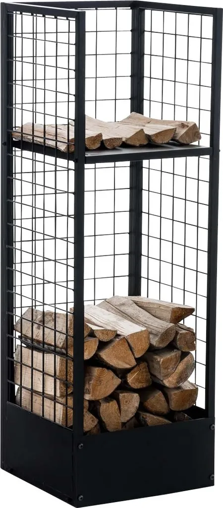 Range-bûches intérieur Forrest noir - Support pour bois de cheminée chic