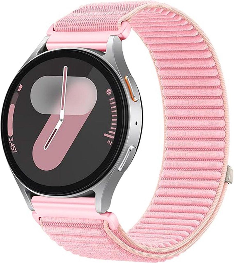 Stravo Nylon Klettverschluss Ersatzarmband 20mm Sport Atmungsaktiv Geflochten für Galaxy Watch 7/6/5/4 , Garmin Vivoactive , Huawei - Rosa