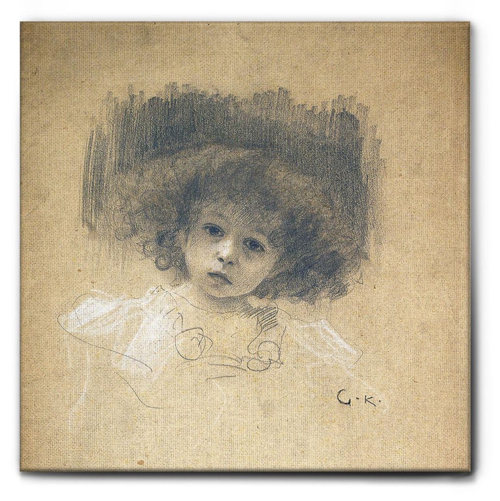 Giallobus - Porträt eines Kindes - Gustav Klimt - 100L x 100B cm - Bild - Premium Loom Canvas mit hoher Dicke