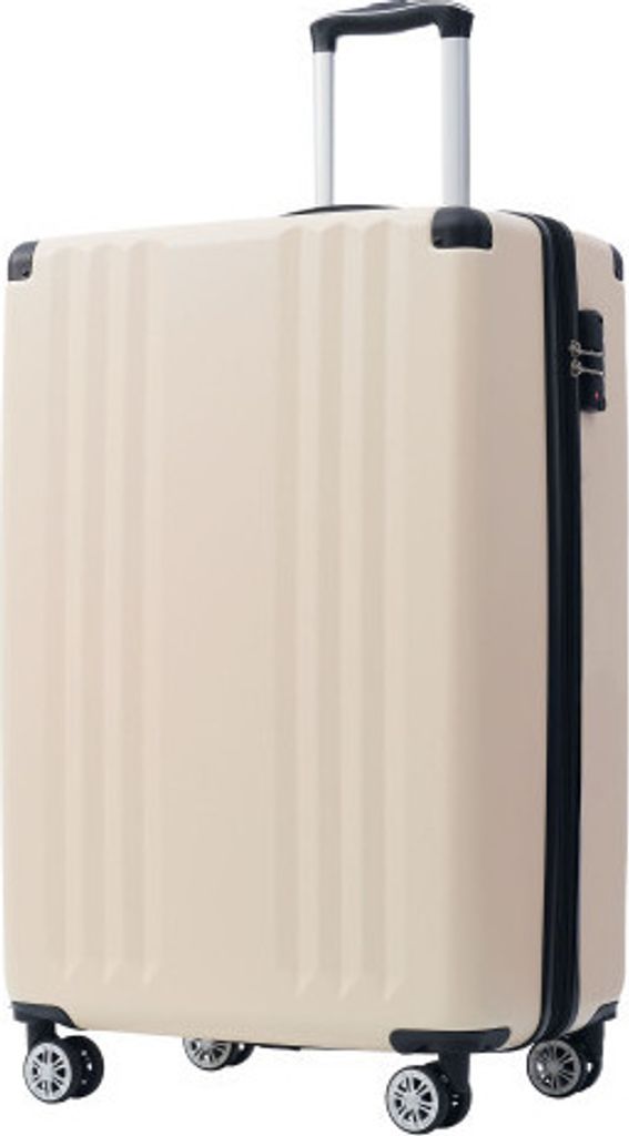 AIORBER Koffer, 4 Rollen, Spinner-Räder, Multilock-Teleskopstange, gebürstetes Finish, TSA-Zollschloss, ABS-Material, 66,5x45,5x28 cm, Creme