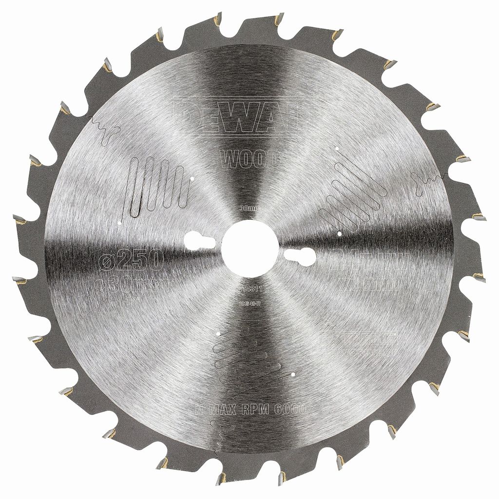 DeWALT Kreissägeblatt DT4311-QZ Sägeblatt 24 FZ schnelle Schnitte und Geräuschdämpfung - 250/30/3 mm