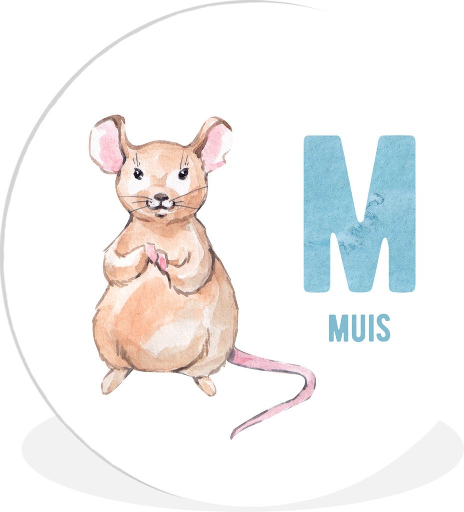 MuchoWow Rundes Wandbild - Runde Bilder Maus - Alphabet - Kinder Ø 90 cm Kreis Wanddekoration Kunststoff - Wandkreis - Wandschmuck - Wand-Kreis ...