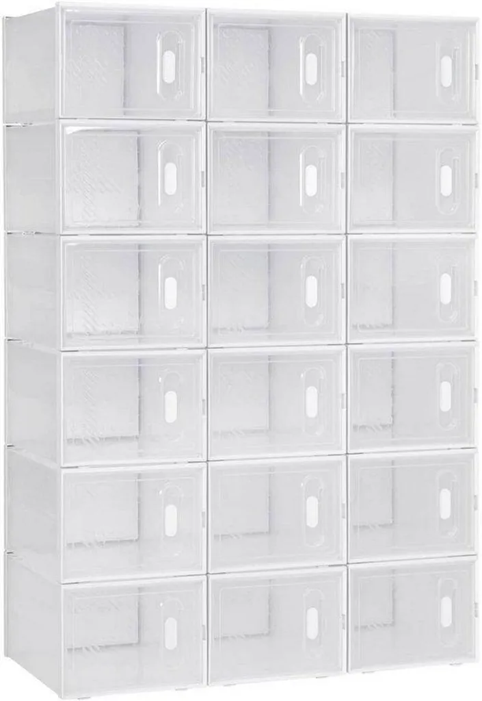 Boîtes à chaussures transparentes avec aération lot de 18 bacs empilables
