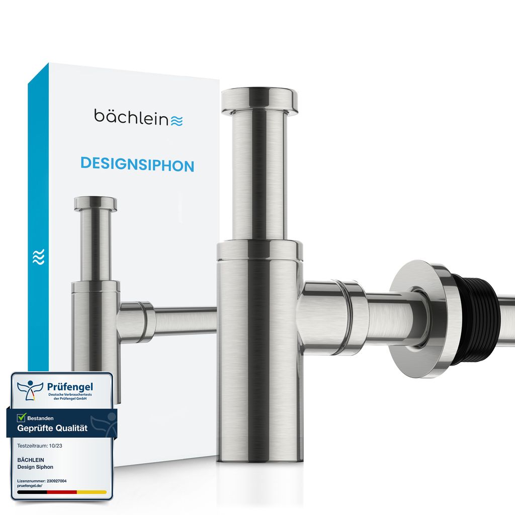 Bächlein Design Siphon Universal für Waschbecken & Waschtisch - Edelstahl gebürstet