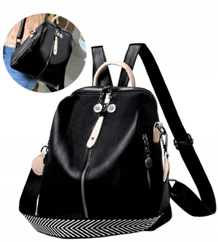 Zaino Donna Ecopelle Nera Vintage 30x28x12 | Design Eco-Friendly