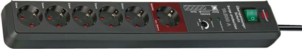 Brennenstuhl Secure-Tec 19.500A Überspannungsschutz-Automatiksteckdosenleiste 6-fach anthrazit 3m H05VV-F 3G1,5 1 x Master 5 x Slave, 1159490966