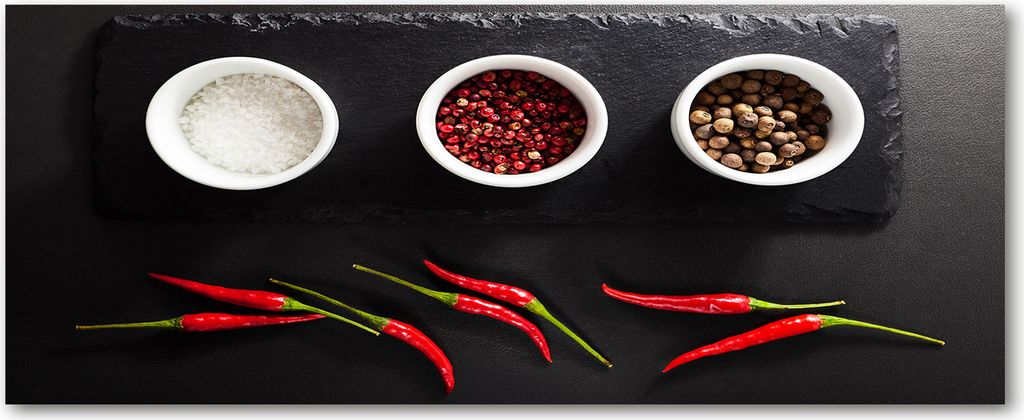 Tulup Leinwandbild - 125x50 cm - Wandkunst - Drucke auf Leinwand - Leinwanddruck - Essen & Getränke - Rot - Gewürze Chili