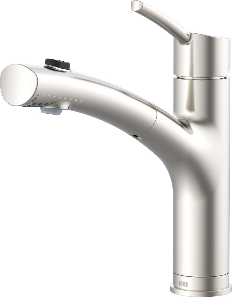 Lenz NEXO² Küchenarmatur Nickel Einhebelmischer mit herausziehbarer Geschirrbrause, 2 Strahlarten, 180° Auslauf, Keramikkartusche 46070022