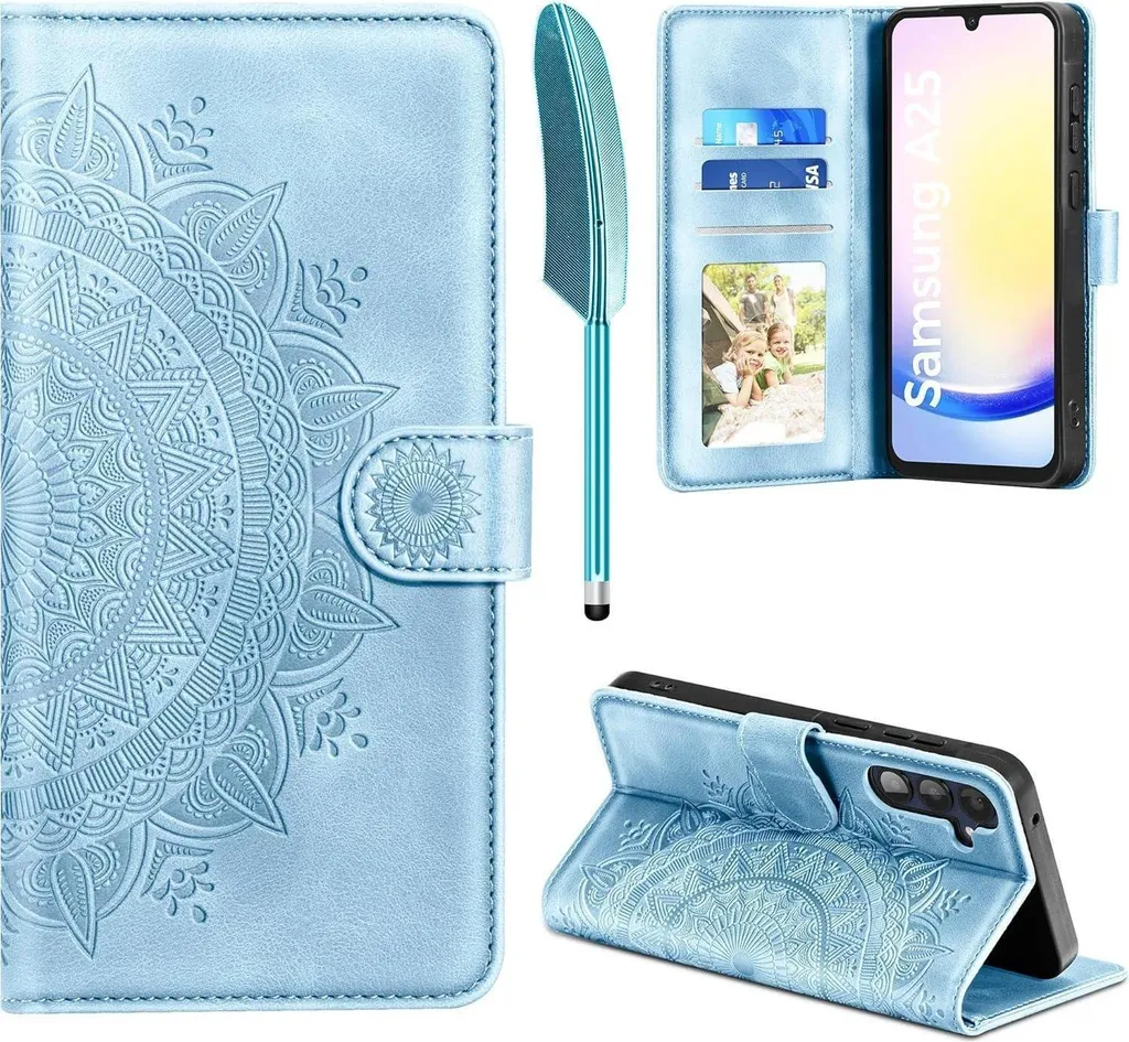 Cover Portafoglio Samsung A25 EASDNB Azzurra | Protezione 360 e Stand