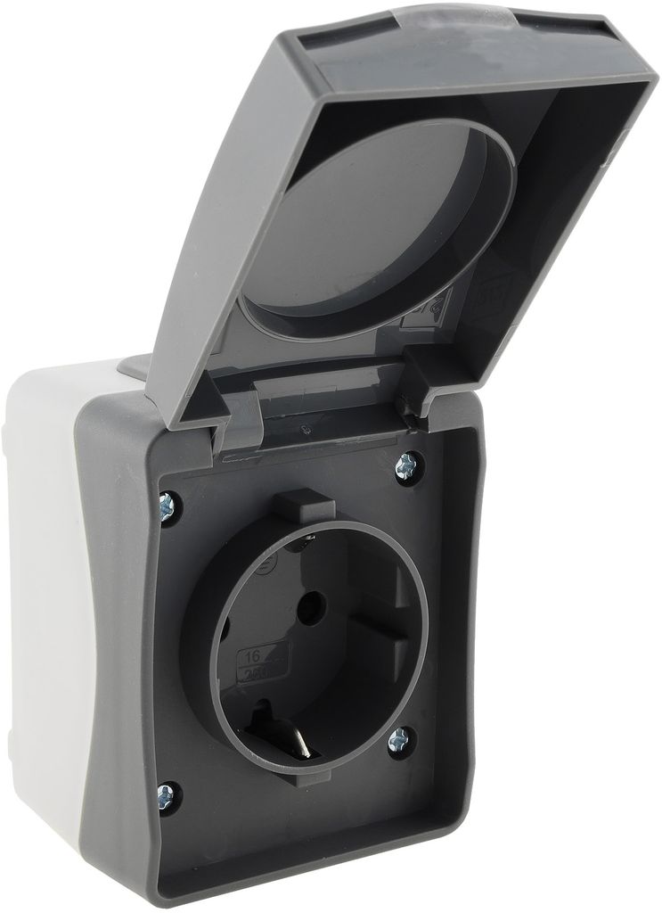 ChiliTec 23279 NUQUI Feuchtraum Steckdose IP54, Aufputz, 250V/ 16A