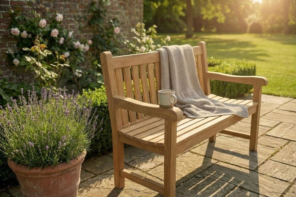 Gartenbank Windsor Teakholz 100 cm breit, elegante Teak Produktbild 