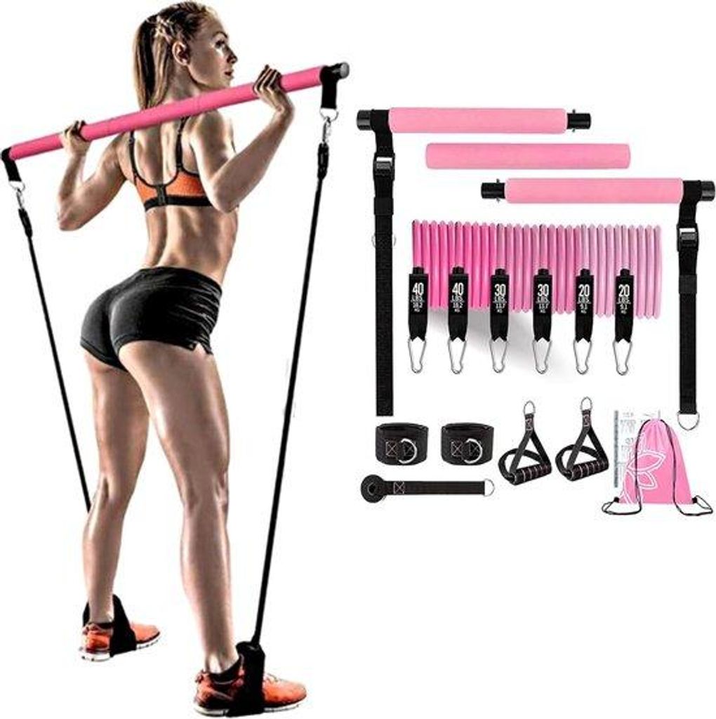 180lb Weerstandsband-Kit für Frauen - 6 Stück - 6 Niveaus - Full Body Workout - tragbar - Yoga - Pilates - für zu Hause und Fitnessstudio