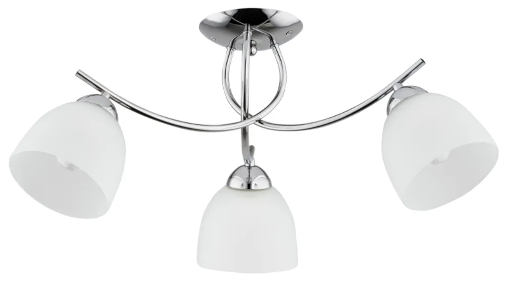 Plafonnier design en métal chromé Marisa 3 lampes E27 format 63x63 cm