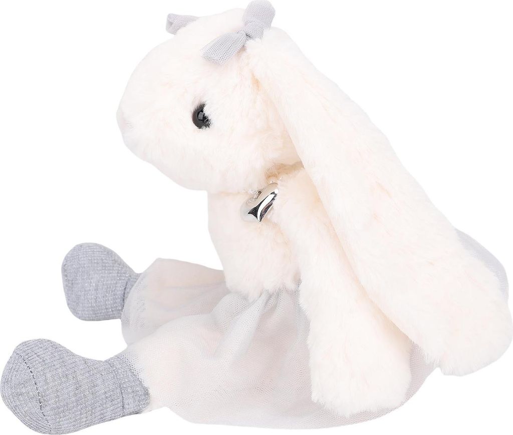 Kaninchen-Prinzessin-Plüschtier, handgefertigt, langes Ohr, elegante Hasenpuppe für kleine Mädchen, Grau