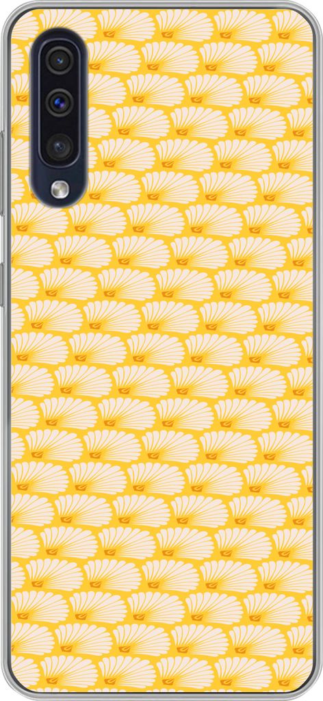 MuchoWow Handyhülle Schutzhülle Hülle für Telefoonhoesje Samsung Galaxy A50 Art Deco - Design - Muschel - Gelb Silikon Softcase Handy Hülle ...