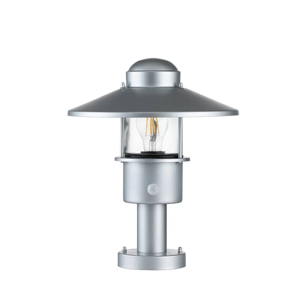Lampe d'extérieur Klampenborg Elstead argentée avec détecteur E27 60W