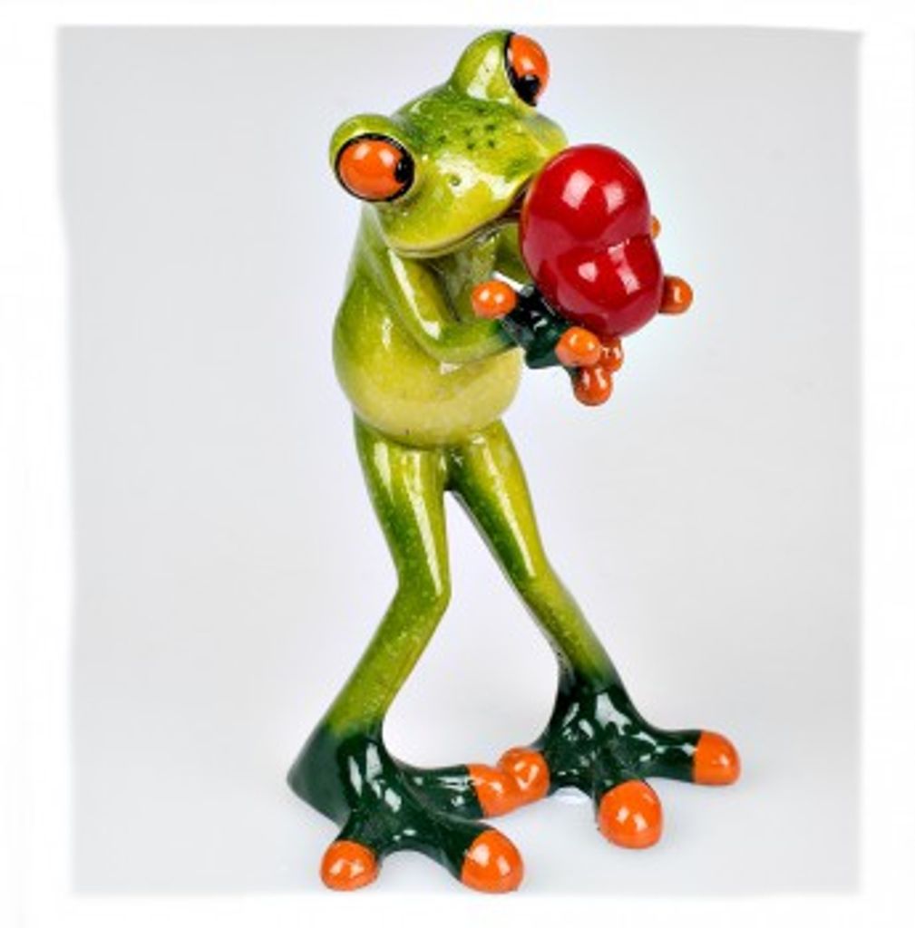 Deko Frosch hellgrün mit Herz stehende Figur 14cm Produktbild 