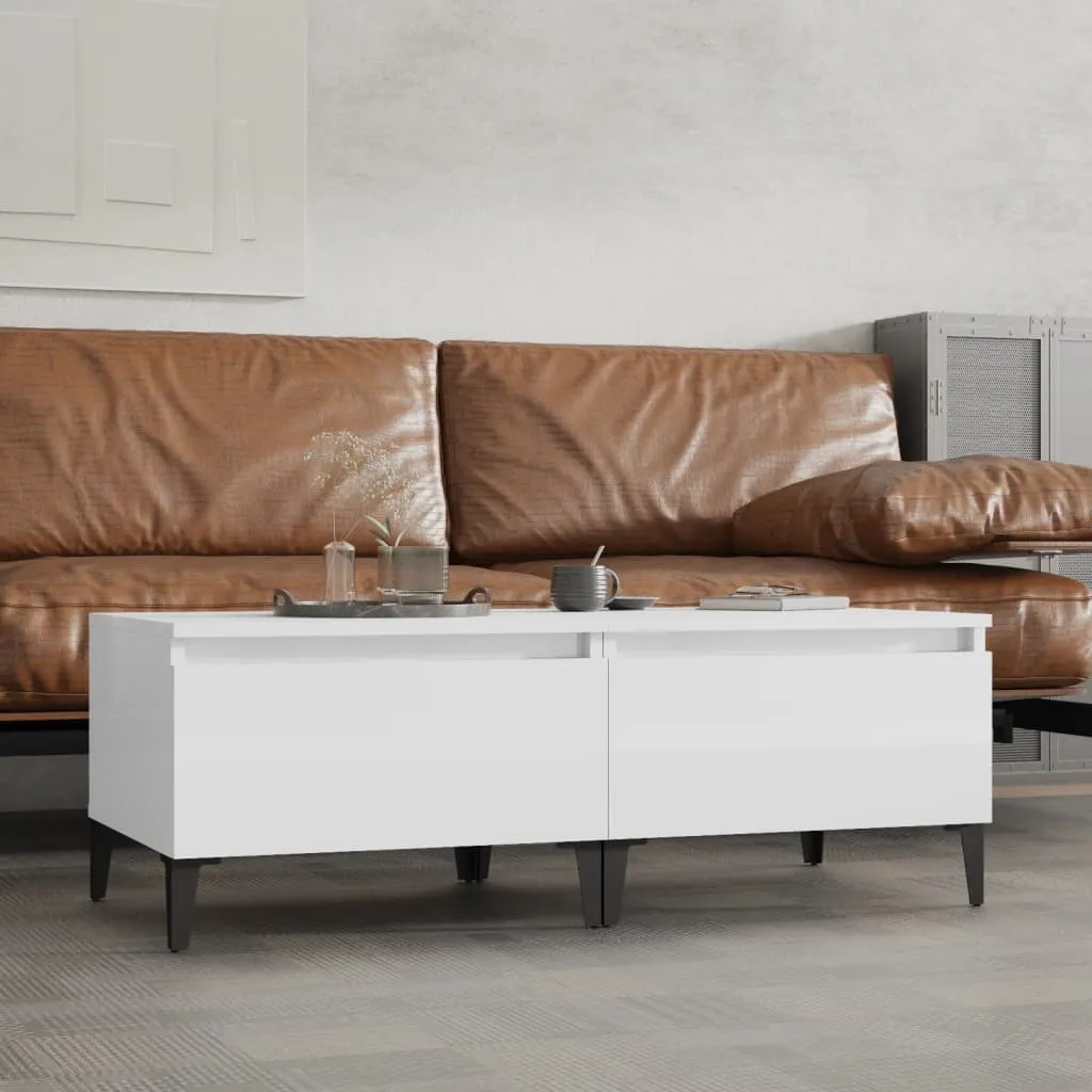 The Living Store Tavolini 2 pz. Bianco lucido 50x46x35 cm Materiale a base di legno