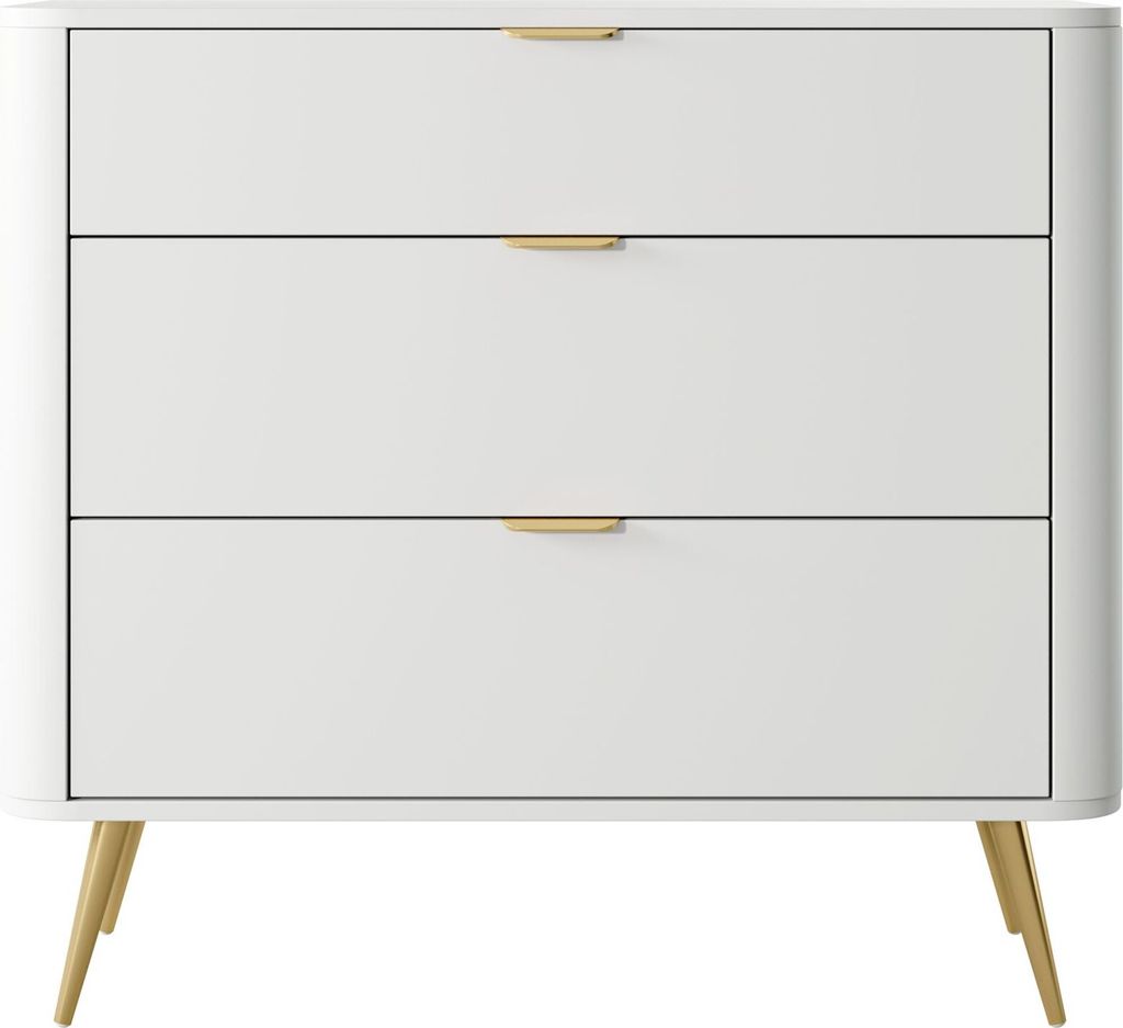 Selsey OVAL - Kommode mit 3 Schubladen, Weiß, 92 cm Produktbild 