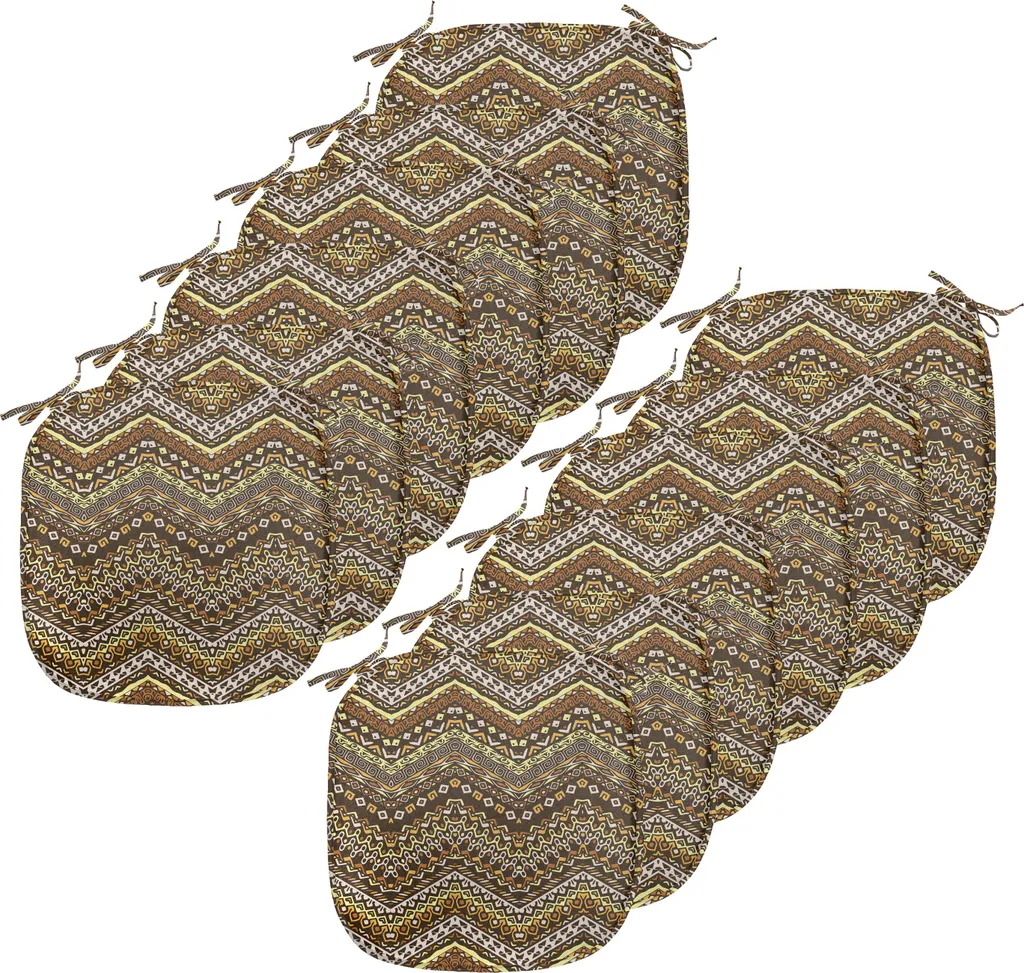 Lot de 12 Coussins de Chaise ABAKUHAUS Zambie 40x40 cm Style Tribal Jaune