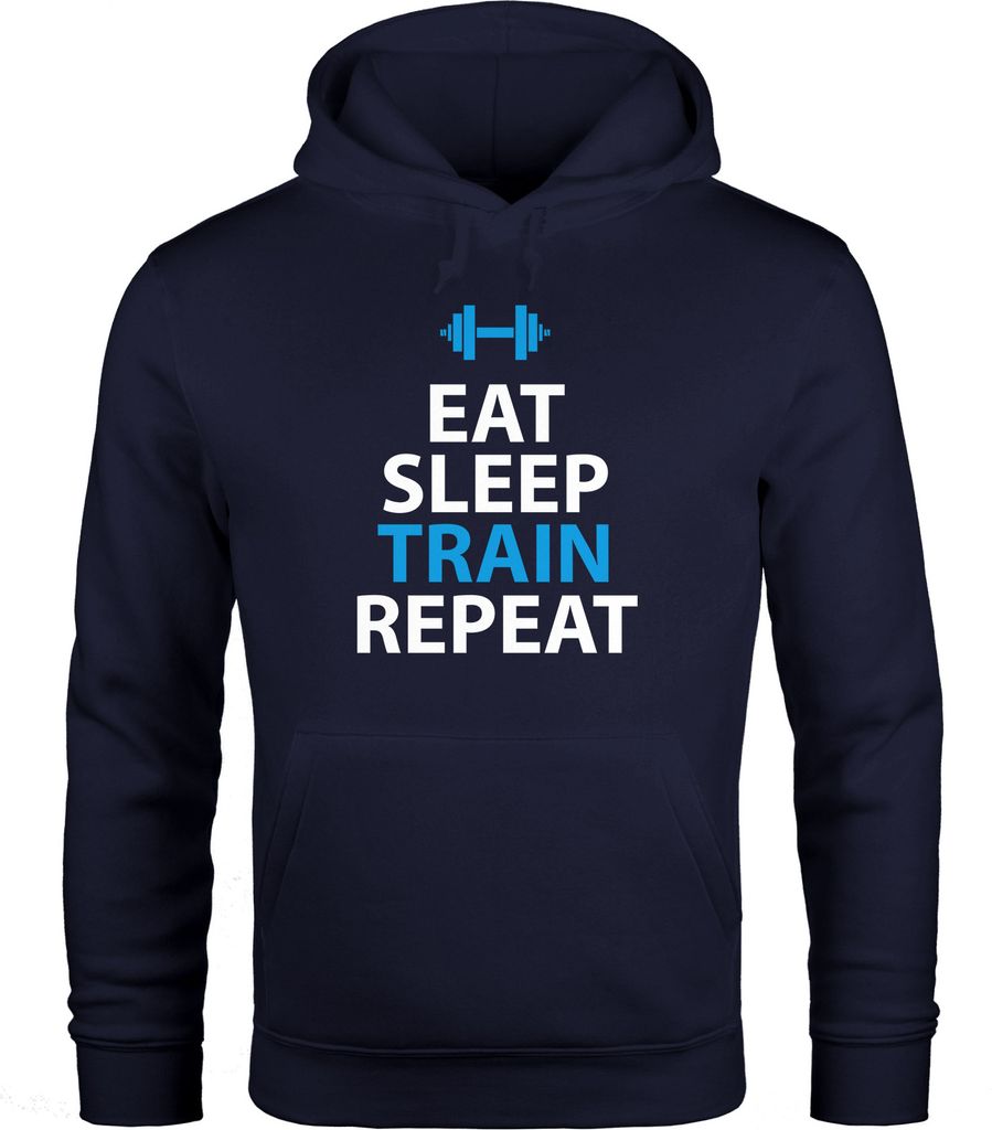 Hoodie Herren Eat Sleep Train Repeat Moonworks navy XL