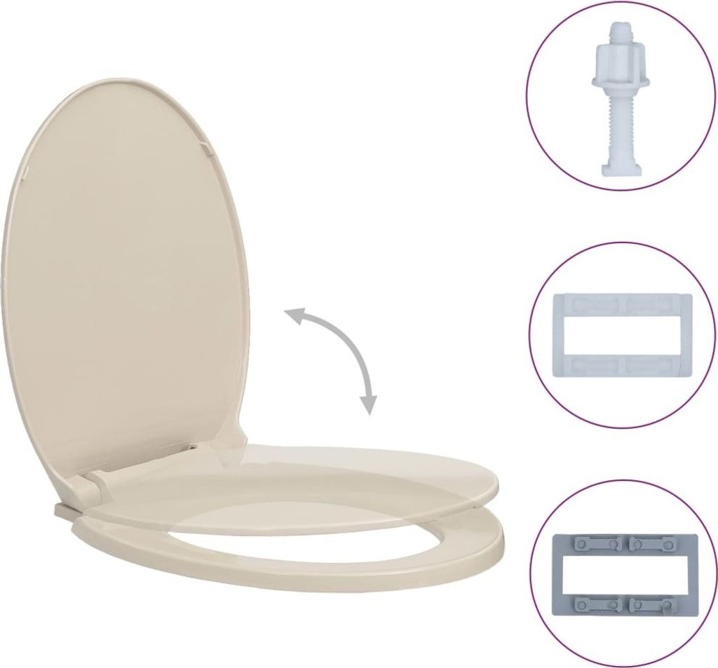vidaXL Toilettensitz mit Absenkautomatik Aprikose Oval Produktbild 1