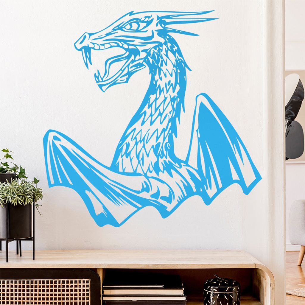 Drachen Flügel Wandtattoo in 6 Größen - Wandaufkleber Wall Sticker - Dekoration, Küche, Wohnzimmer, Schlafzimmer, Badezimmer