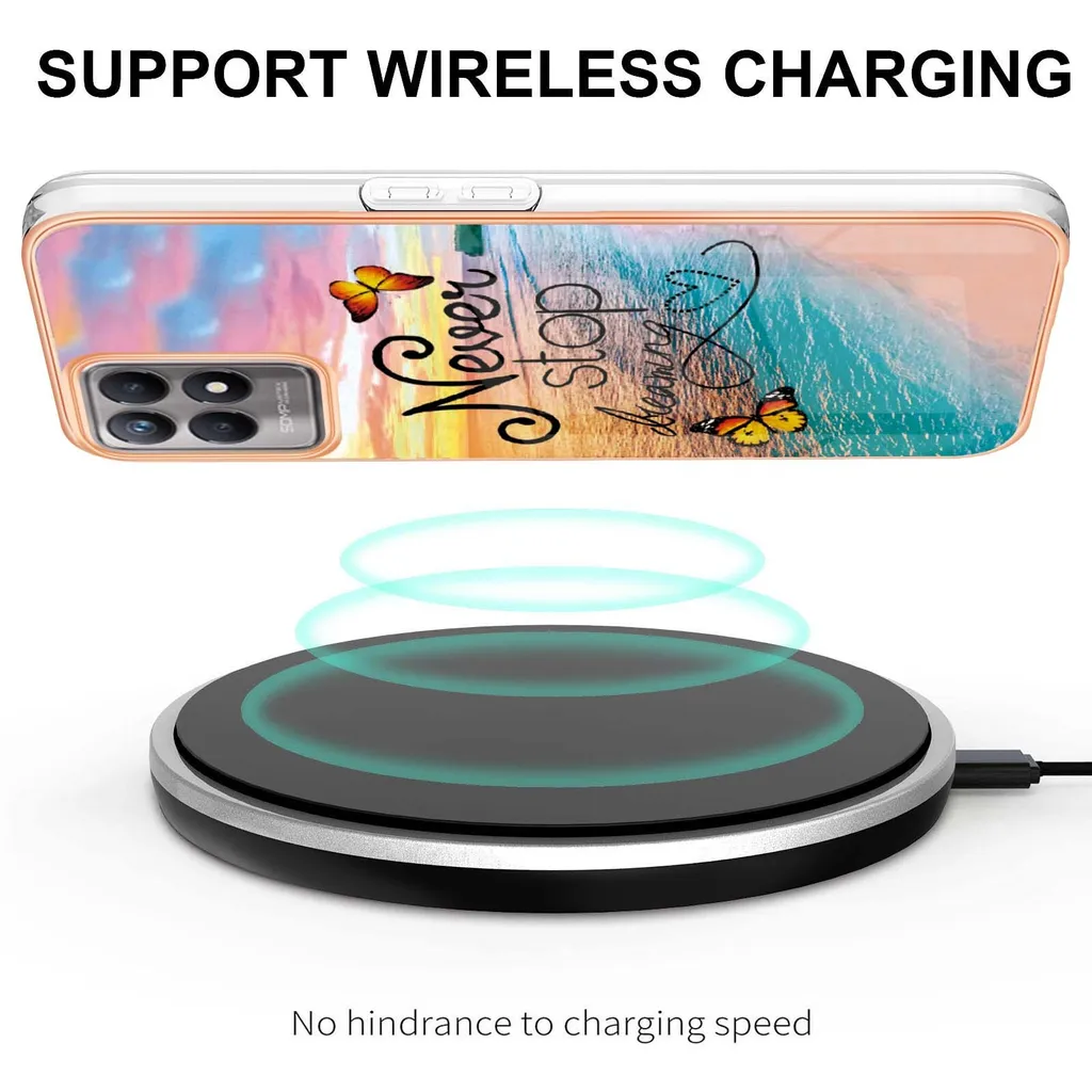 DOINK Custodia Pendenza Colorata Per Realme GT 2 Pro - Cover Traslucida TPU Con Paraurti Anticaduta (Oro/Nero)