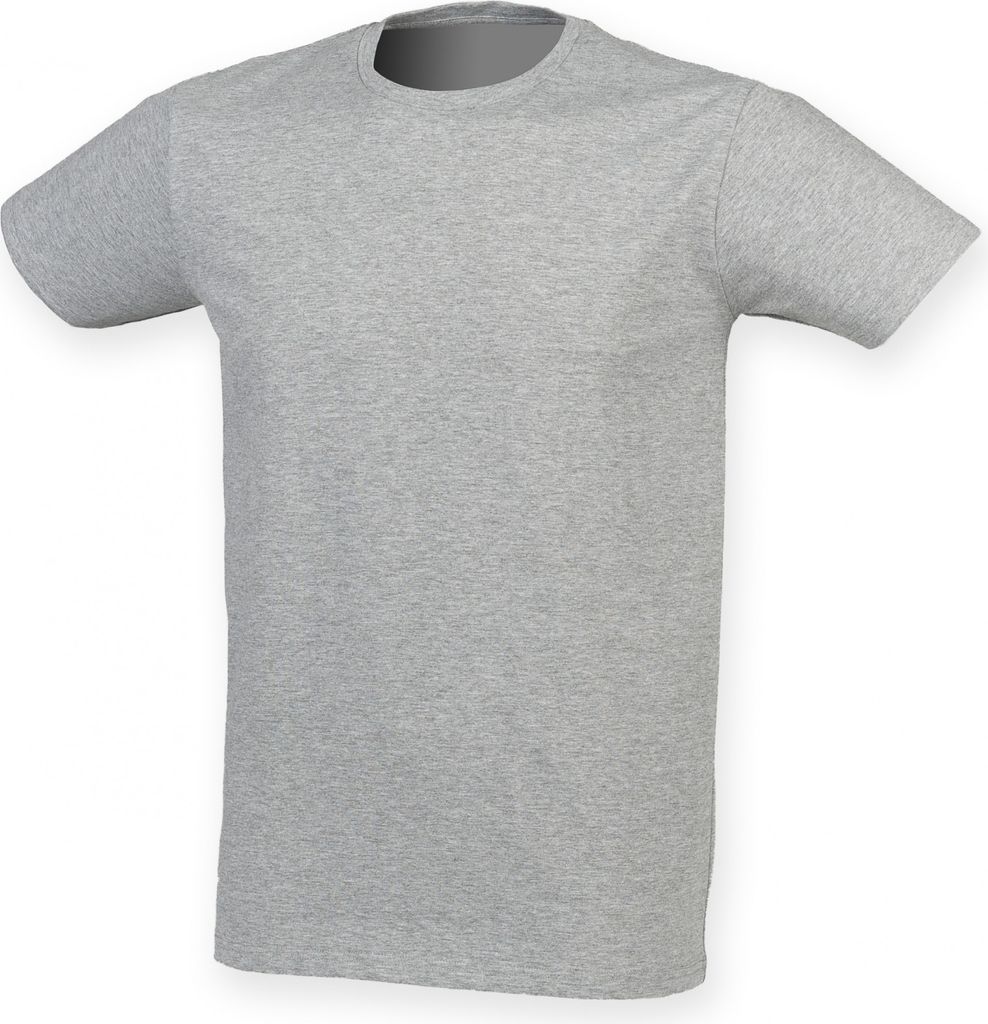 Skinni Fit Herren Feel Good Stretch T-Shirt, Kurzarm RW4427 (S) (Grau meliert)