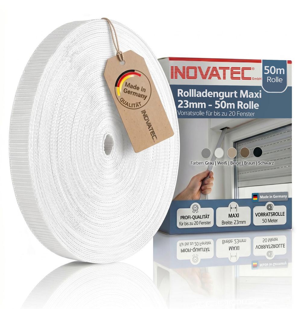 INOVATEC 50 m Rollladen Gurtband Maxi 23 mm weiß Produktbild 