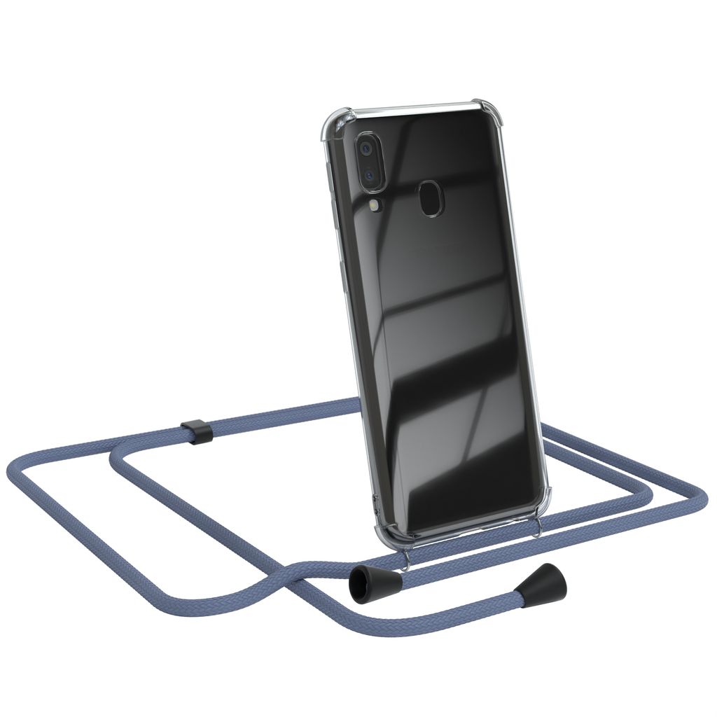 EAZY CASE Handykette kompatibel mit Samsung Galaxy A40, Handyhülle mit Umhängeband, Handykordel, Schutzhülle Clear, Band in Grün